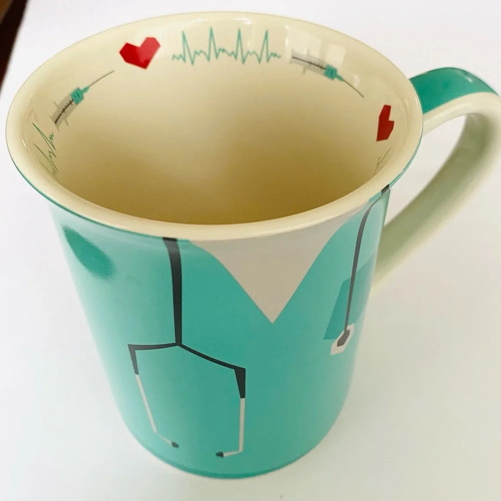 Enesco Our Name is Mud Nurse Stoneware Mug Blue Green Turquoise Nurses Day